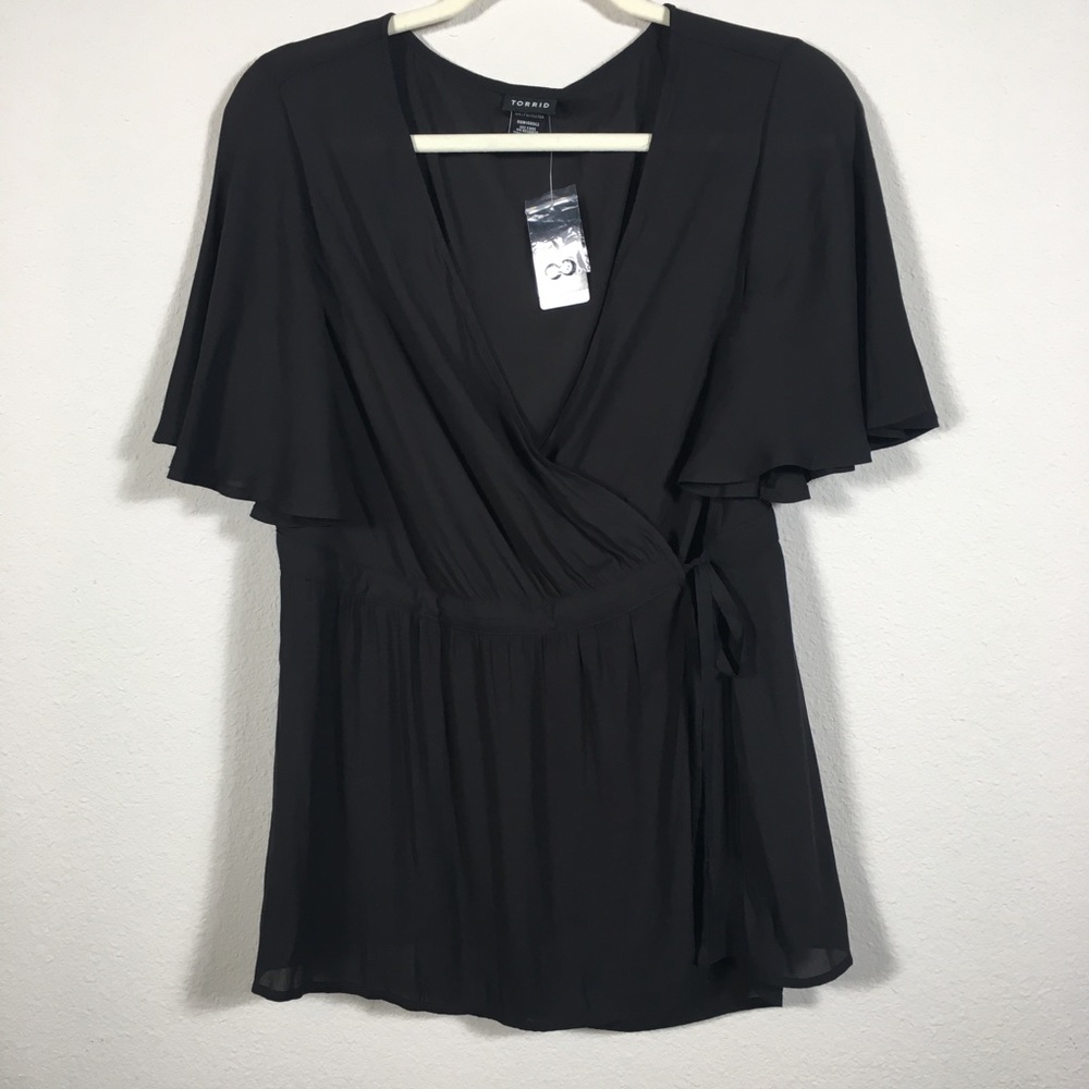 Torrid Black Wrap Front Blouse Size 0